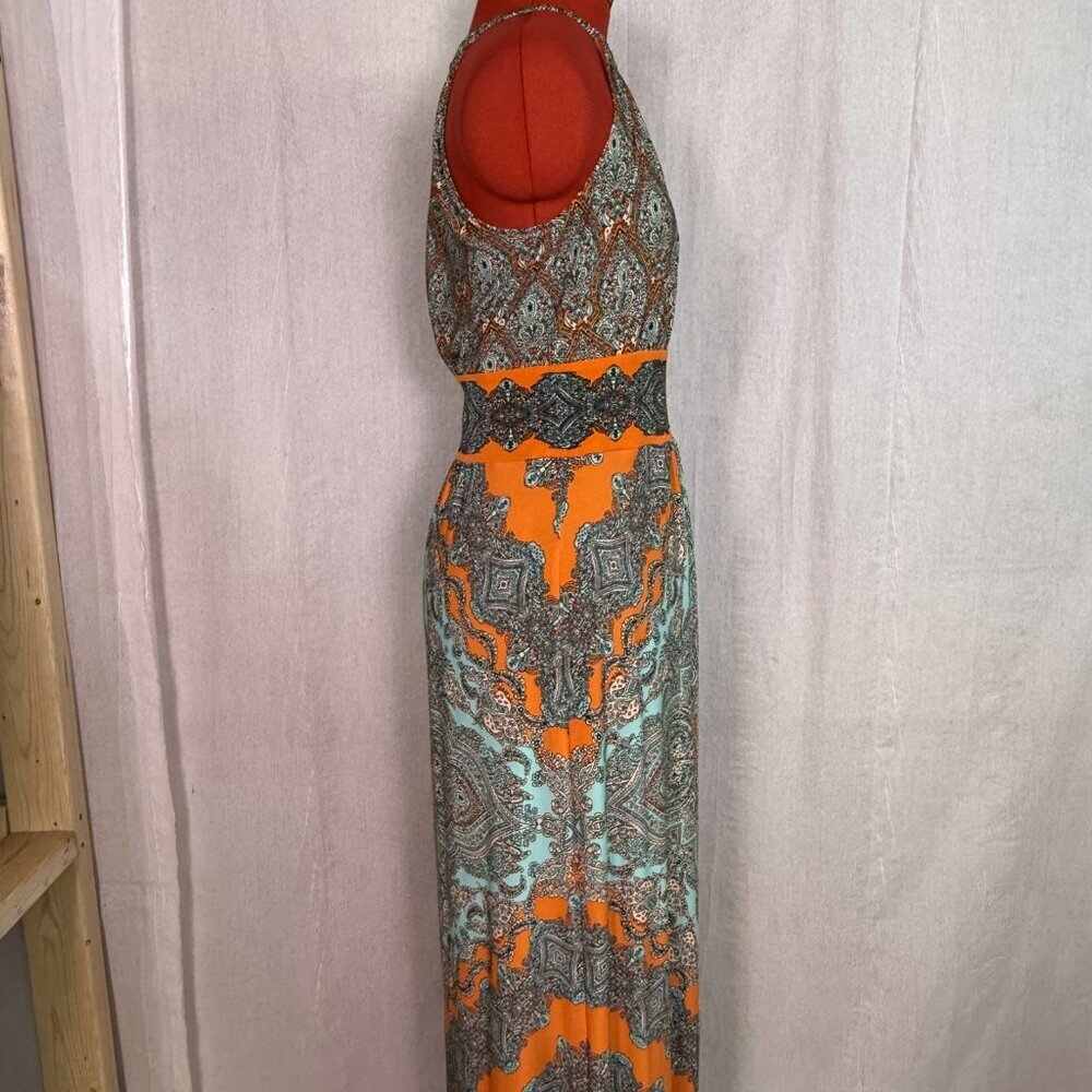 London Times Dress Womens Size 6 Multicolor Maxi Tank Boho Floral Print E435 - Picture 6 of 12